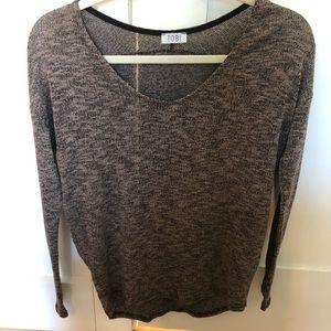 Tobi Brown/Black Scoop Neck Sweater